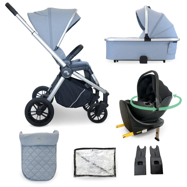 MB450i 3-in-1 Travel System + Rotating Car Seat & IsoFix Base- Steel Blue