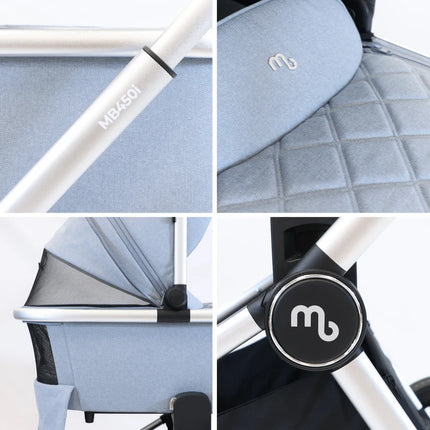 MB450i 3-in-1 Travel System + Rotating Car Seat & IsoFix Base- Steel Blue