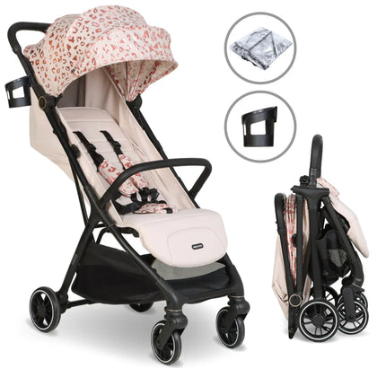 MBX6 Compact Auto Fold Stroller - Pink Leopard