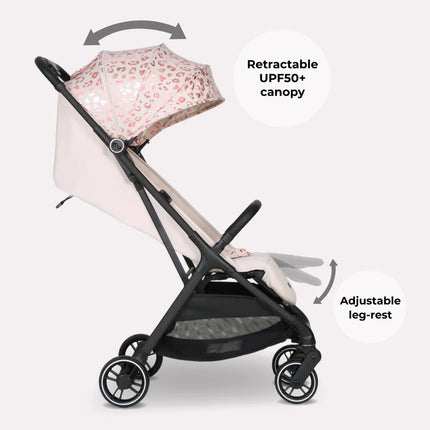MBX6 Compact Auto Fold Stroller - Pink Leopard