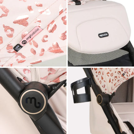 MBX6 Compact Auto Fold Stroller - Pink Leopard