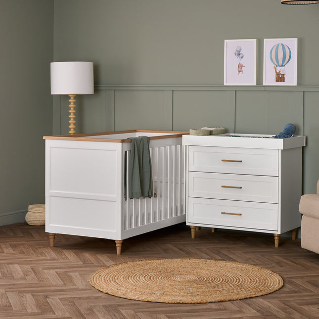 Orla 2 Piece Nursery Furniture Set - White with Oak Trim