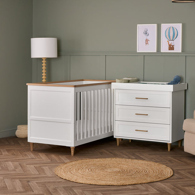 Orla 2 Piece Nursery Furniture Set - White with Oak Trim