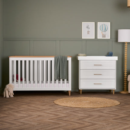Orla 2 Piece Nursery Furniture Set - White with Oak Trim