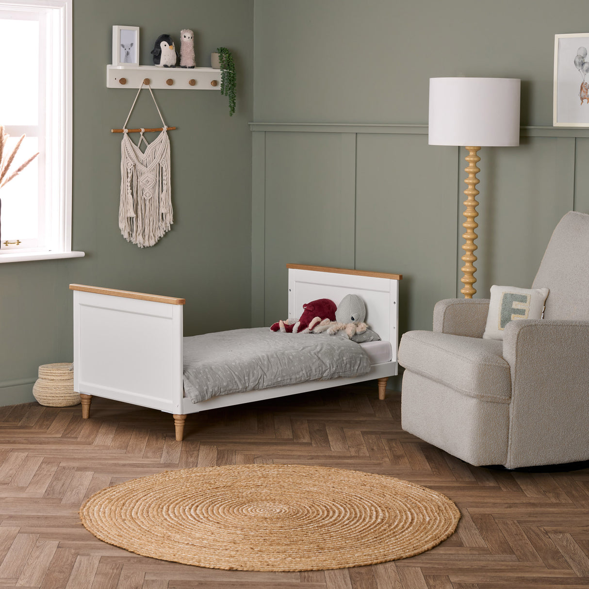 Orla 3 Piece Nursery Furniture Set - White with Oak Trim