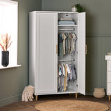 Orla Double Wardrobe - White with Oak Trim
