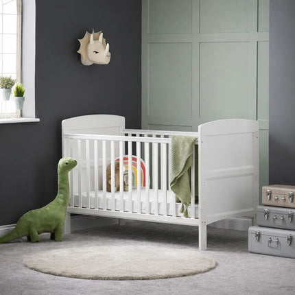 Grace Cot Bed + Foam Mattress - White