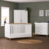 Orla 3 Piece Nursery Furniture Set - White with Oak Trim