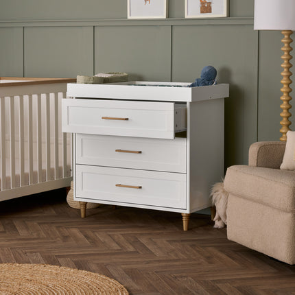 Orla 3 Piece Nursery Furniture Set - White with Oak Trim