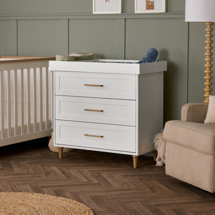 Orla 3 Piece Nursery Furniture Set - White with Oak Trim
