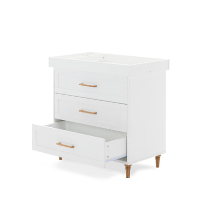 Orla Changing Unit - White with Oak Handles & Feet