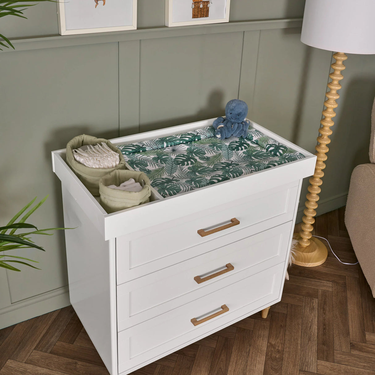 Orla 3 Piece Nursery Furniture Set - White with Oak Trim
