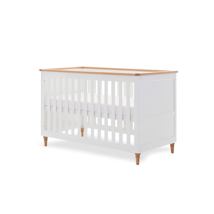Orla Cot Bed - White with Oak Trim & Feet