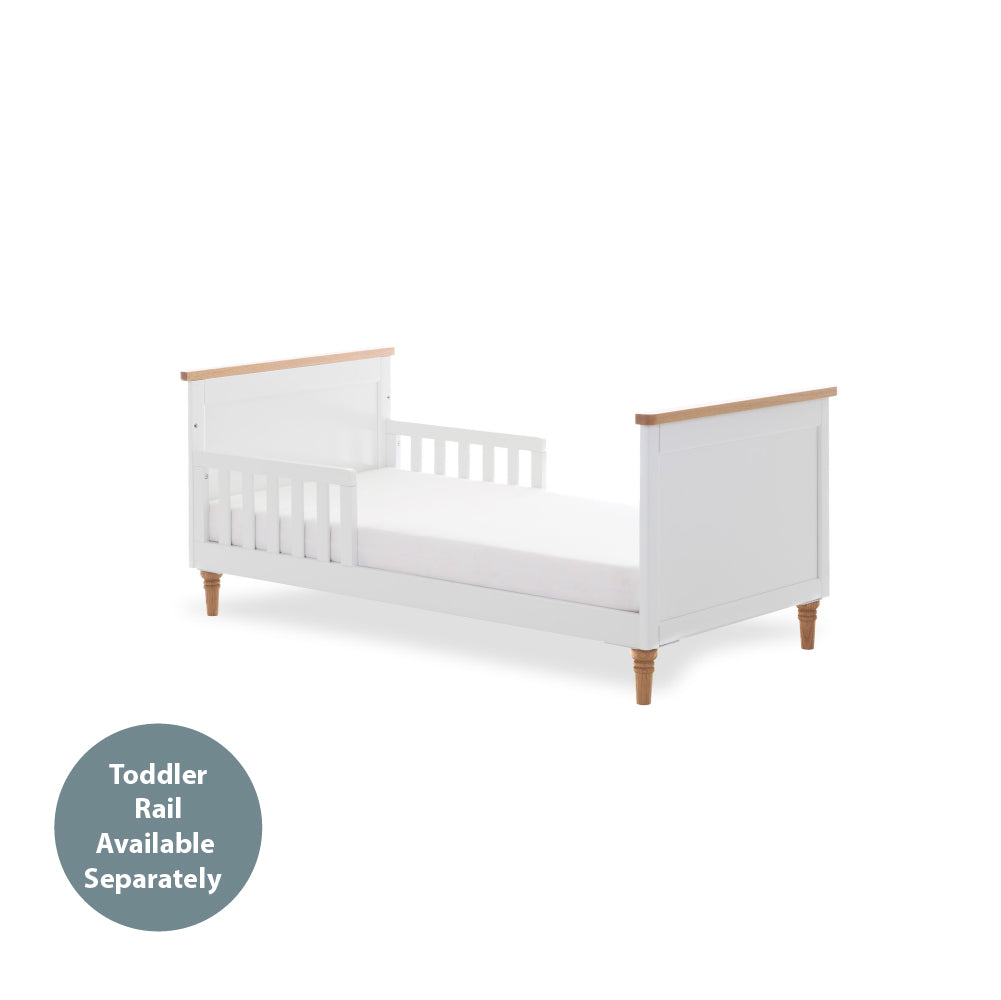 Orla Cot Bed - White with Oak Trim & Feet