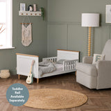 Orla Cot Bed - White with Oak Trim & Feet