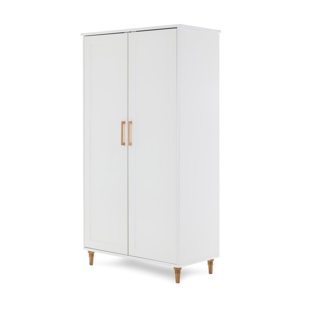 Orla Double Wardrobe - White with Oak Trim