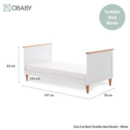Orla Cot Bed - White with Oak Trim & Feet