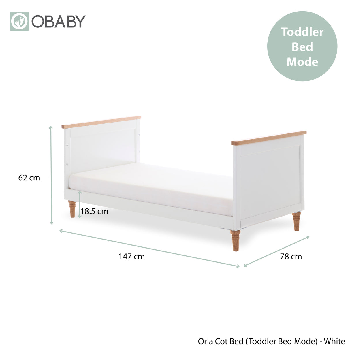 Orla 3 Piece Nursery Furniture Set - White with Oak Trim