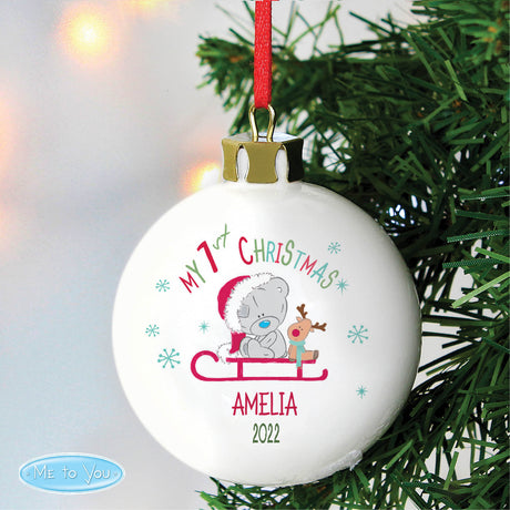 Tiny Tatty - Personalised My 1st Christmas Sleigh Bauble