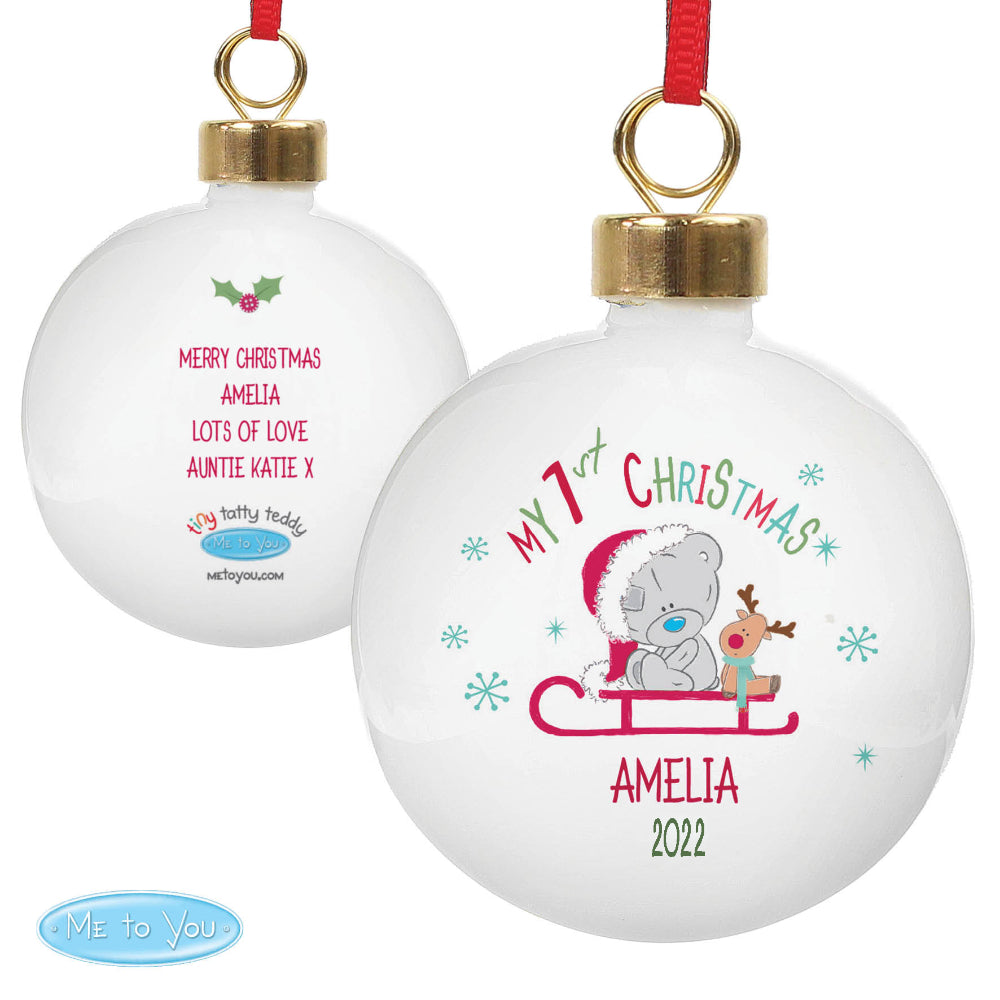 Tiny Tatty - Personalised My 1st Christmas Sleigh Bauble