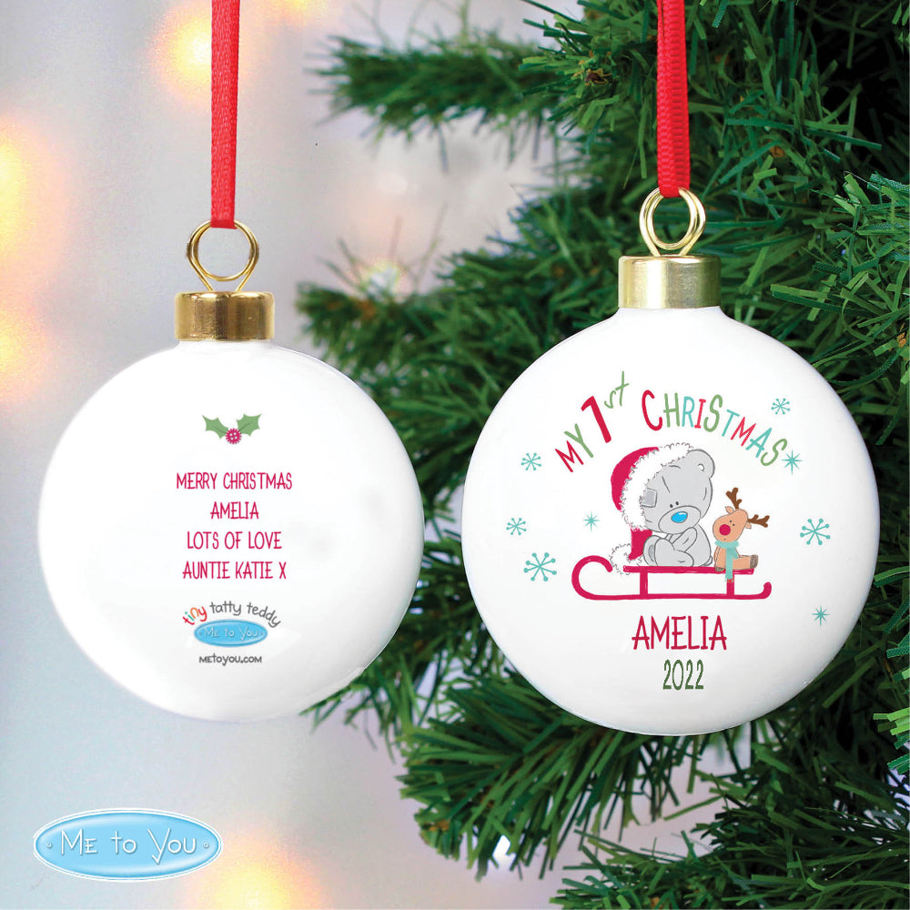 Tiny Tatty - Personalised My 1st Christmas Sleigh Bauble