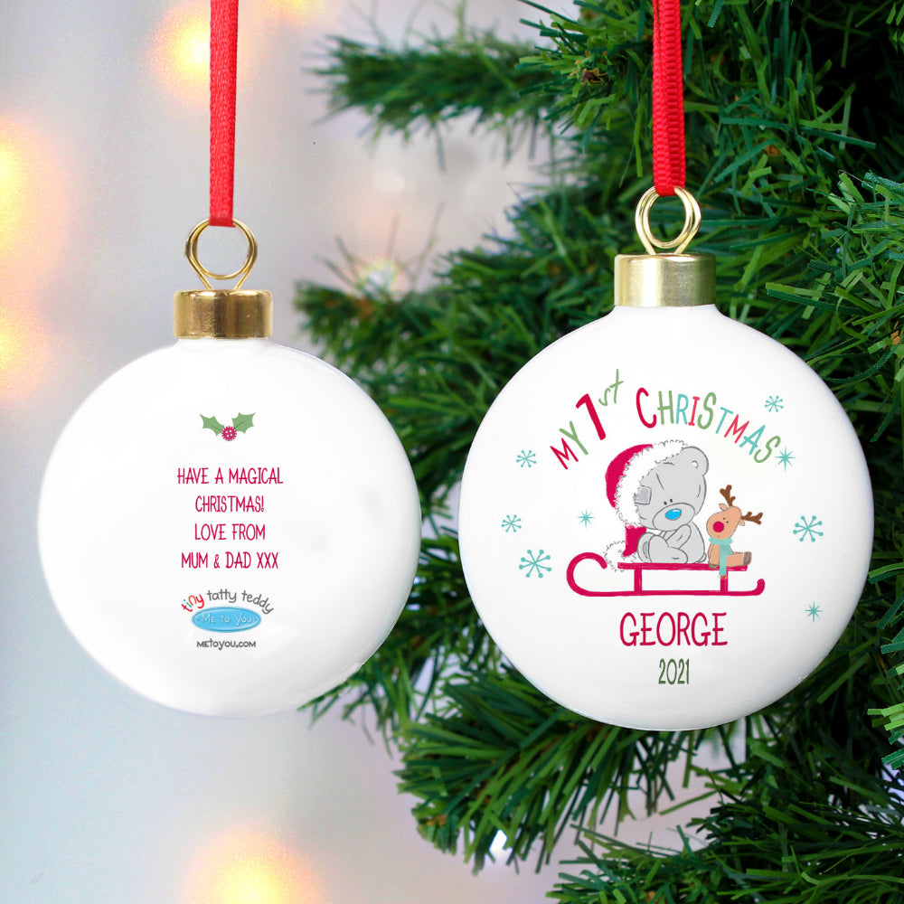 Tiny Tatty - Personalised My 1st Christmas Sleigh Bauble