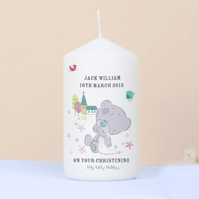 Tiny Tatty Teddy - Christening Candle - Personalised