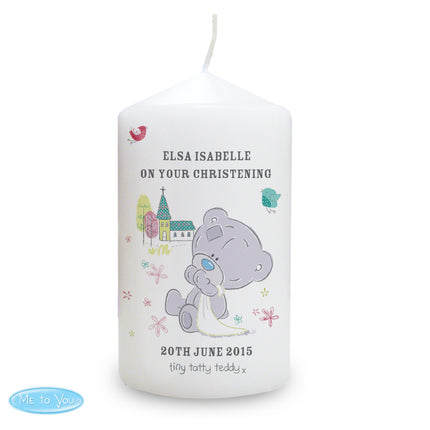 Tiny Tatty Teddy - Christening Candle - Personalised