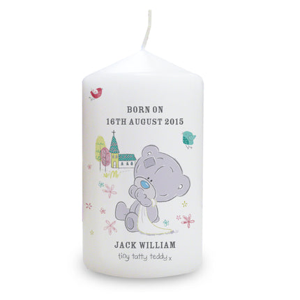 Tiny Tatty Teddy - Christening Candle - Personalised