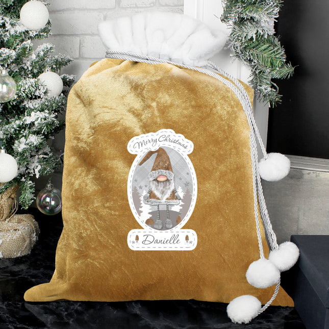 Personalised Gonk Santa Sack in Gold
