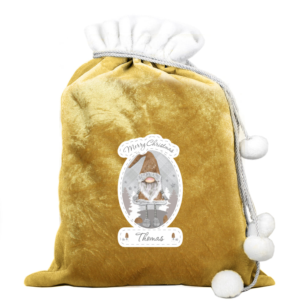 Personalised Gonk Santa Sack in Gold