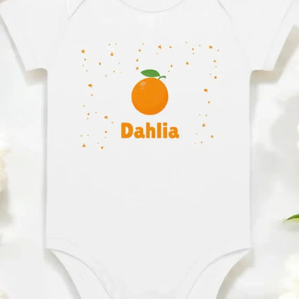 Orange Personalised Bodysuit in White