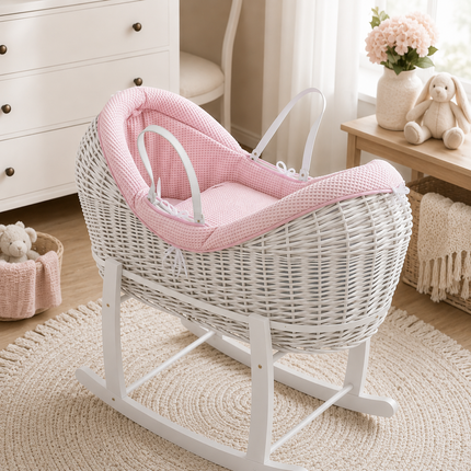 Wicker Deluxe Pod Baby Moses Basket With Stand