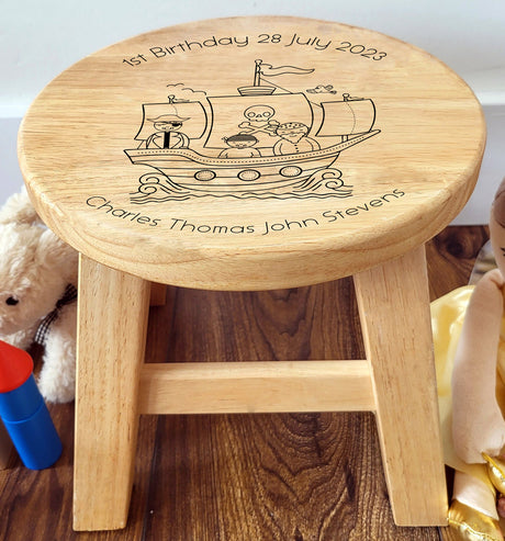 Pirate Wooden Stool - Personalised