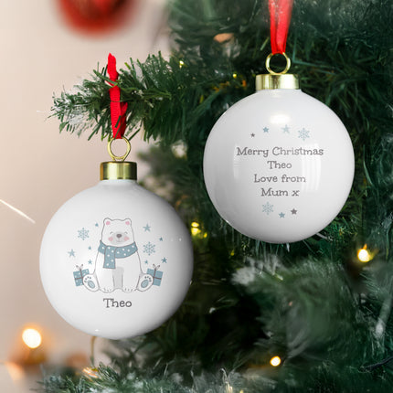 Polar Bear Christmas Bauble - Personalised