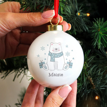 Polar Bear Christmas Bauble - Personalised