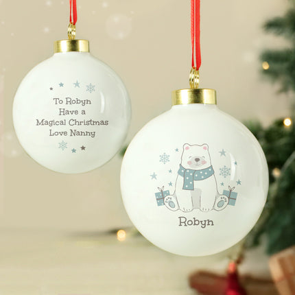 Polar Bear Christmas Bauble - Personalised