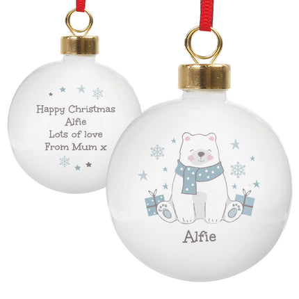 Polar Bear Christmas Bauble - Personalised