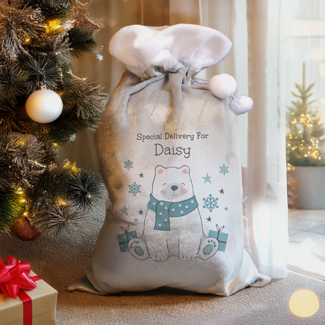 Polar Bear Christmas Sack - Personalised