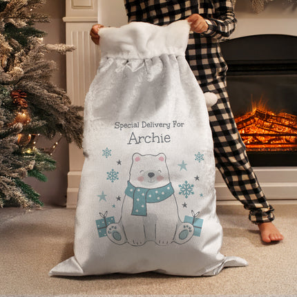 Polar Bear Christmas Sack - Personalised