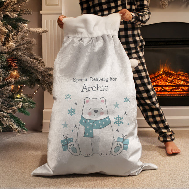 Polar Bear Christmas Sack - Personalised