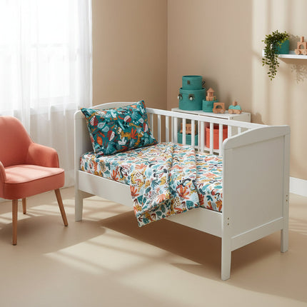 FORREST 3 Piece Reversible Cot Bed Set – Organic Cotton Baby Bedding - Rainforest
