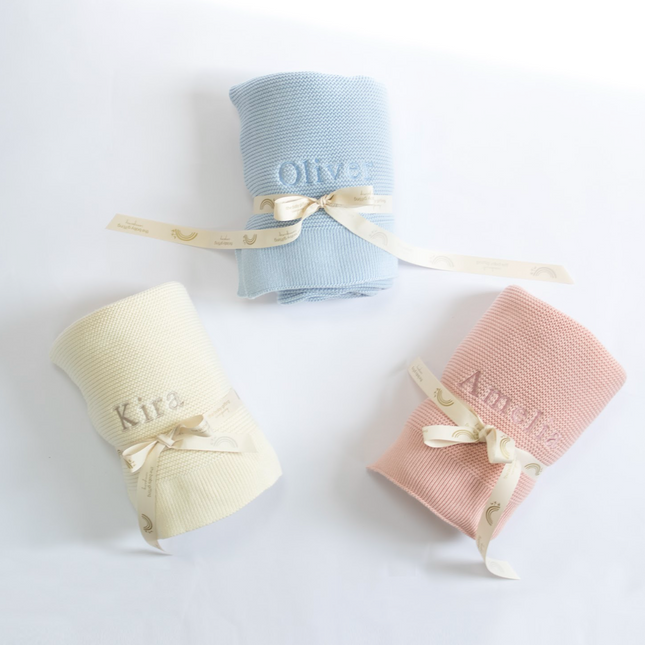 ORGANIC COTTON NEW BABY PERSONALISED BLANKET