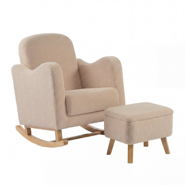 Soother Nursing Rocking Chair with Footstool - Oat Ted