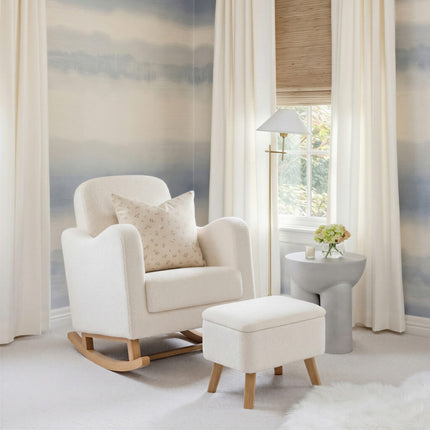 Soother Nursing Rocking Chair with Footstool - Off White Boucle