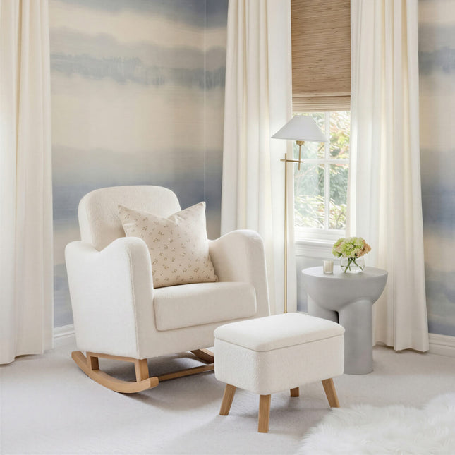 Soother Nursing Rocking Chair with Footstool - Off White Boucle