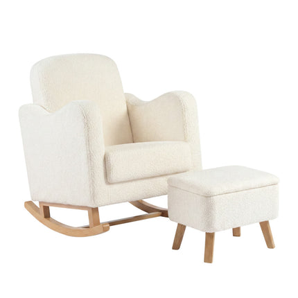 Soother Nursing Rocking Chair with Footstool - Off White Boucle
