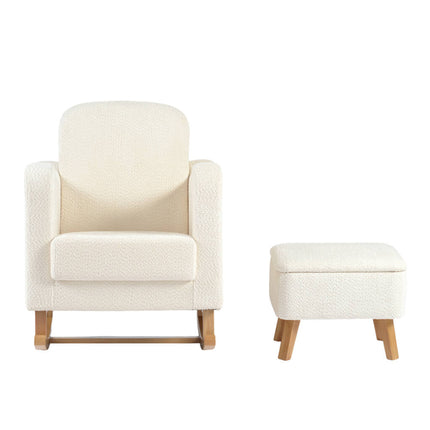 Soother Nursing Rocking Chair with Footstool - Off White Boucle