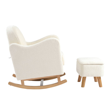 Soother Nursing Rocking Chair with Footstool - Off White Boucle