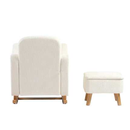 Soother Nursing Rocking Chair with Footstool - Off White Boucle